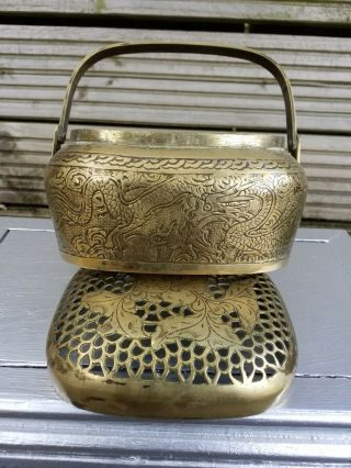 19th Century Antique Chinese Brass Hand Warmer Ming Mark