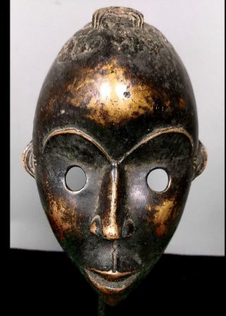 Old Tribal Rare Dan Bronze Mask - - Coted 