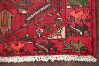 Vintage Ruby Tribal Hamedan Persian Oriental Area Rug Hand - Knotted Wool 4 
