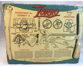 Marx ZORRO Walt Disney ' s Playset Figure on Horse Tornado W/Box 1950s VINTAGE 7