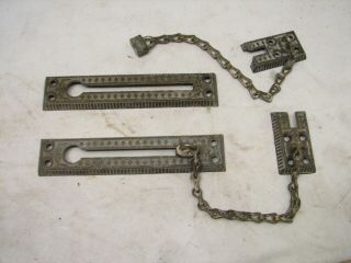 Matched Pr Antique Cast Iron Victorian Eastlake Door Chain Latch Dead Bolt Lock
