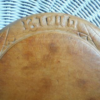 Round Primitive Bread board & Round wood Butter dish or butter press holder 5