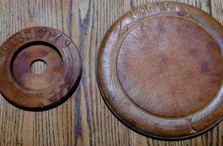 Round Primitive Bread board & Round wood Butter dish or butter press holder 6