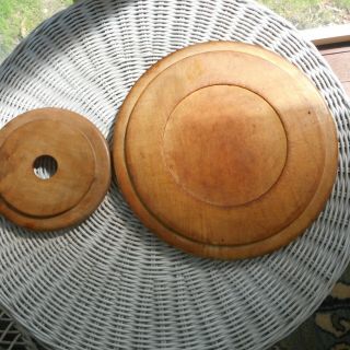 Round Primitive Bread board & Round wood Butter dish or butter press holder 7