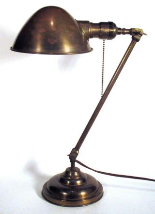 1910s Vintage Miller Brass Adjustable Table Work Lamp Arts & Crafts Industrial