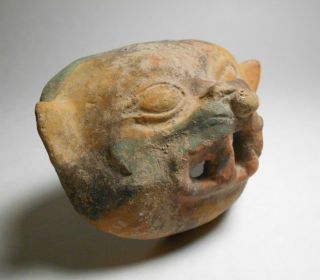 Rare Pre - Columbian JamaCoaque Shaman Jaguar Transformation Mask c.  350 BCE - 600 CE 3