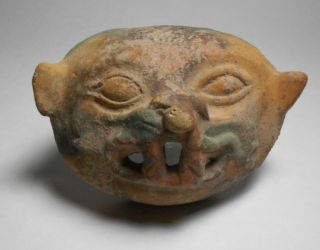 Rare Pre - Columbian JamaCoaque Shaman Jaguar Transformation Mask c.  350 BCE - 600 CE 5