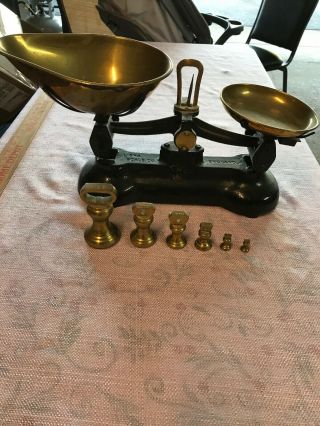 Vintage Old Iron & Brass Weight Scale Made By Libra Scale Co.  England