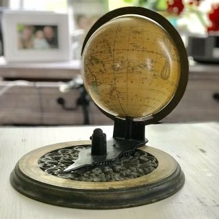 Joslin’s 1860 Terrestrial Globe,  Vintage 9” Revolving World Globe,  Antique Globe