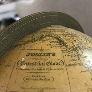 Joslin’s 1860 Terrestrial Globe,  Vintage 9” Revolving World Globe,  Antique Globe 7