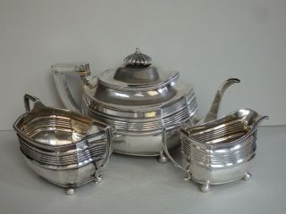 George Iii Sterling Silver Tea Set - Charles Fox I - London 1808/10 - 1034g