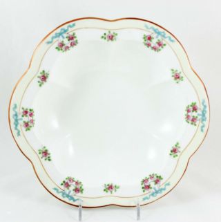 TIFFANY & CO SET 5 OYSTER BOWLS LENOX H30B CHINA PINK ROSE BLUE HAND ENAMELED 3