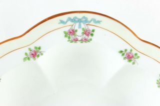 TIFFANY & CO SET 5 OYSTER BOWLS LENOX H30B CHINA PINK ROSE BLUE HAND ENAMELED 6