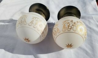 Vintage of Pair Atomic Star White Ball Globes Ceiling Light Fixtures Mid Century 2