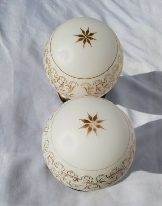 Vintage of Pair Atomic Star White Ball Globes Ceiling Light Fixtures Mid Century 3