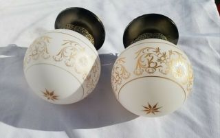 Vintage of Pair Atomic Star White Ball Globes Ceiling Light Fixtures Mid Century 4