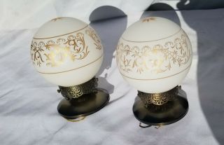 Vintage of Pair Atomic Star White Ball Globes Ceiling Light Fixtures Mid Century 5