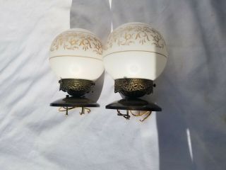 Vintage of Pair Atomic Star White Ball Globes Ceiling Light Fixtures Mid Century 6