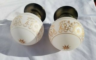 Vintage of Pair Atomic Star White Ball Globes Ceiling Light Fixtures Mid Century 7