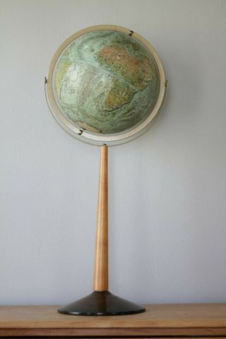 Vintage Imperial World Globe 32” Tall Wood/metal Stand Floor Model