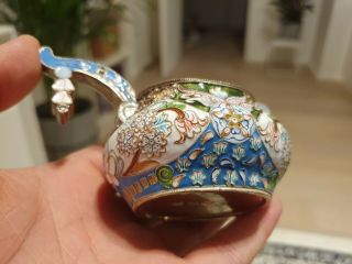 Russian silver 121 g.  Enameled KOVSH 84,  are 4