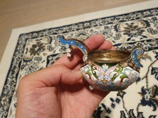 Russian silver 121 g.  Enameled KOVSH 84,  are 6