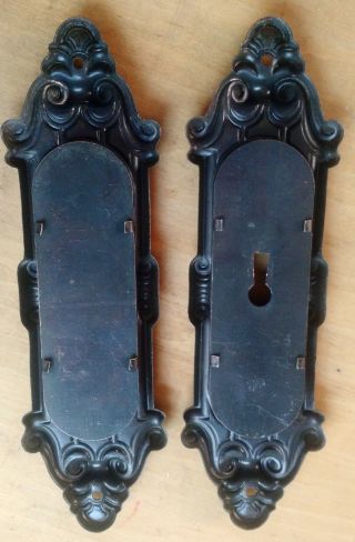 Pair Antique Pocket Door Hardware Yale & Towne Meridian Pattern c1905 Japanned 2