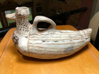 Pre - Columbian Anasazi Black - On - White Effigy Duck 1000 - 1200ad