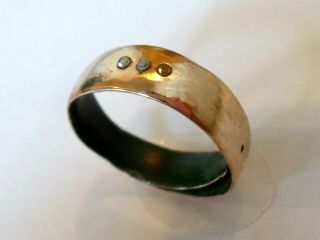 Detector Find&polished,  13 - 15th Century Medieval Wedding Ring With Real Diamonds.