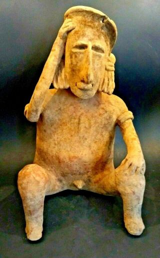 Large Pre Columbian Jalisco Male Figure - Mexico - 200 Bc To 500 Ad