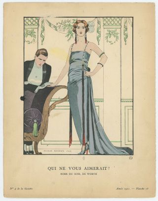 Gazette Du Bon Ton Fine Art Deco Pochoir 1922 George Barbier Defiant Flapper