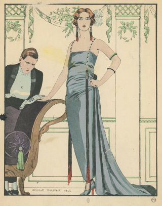 Gazette Du Bon Ton Fine Art Deco Pochoir 1922 George Barbier Defiant Flapper 2