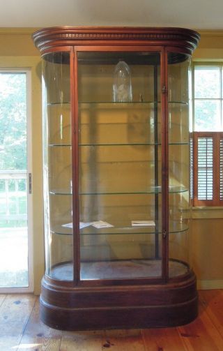 Antique English Mahogany and Glass Shop Display Cabinet,  Vitrine,  Curved glass 2