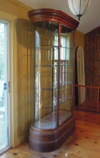 Antique English Mahogany and Glass Shop Display Cabinet,  Vitrine,  Curved glass 3