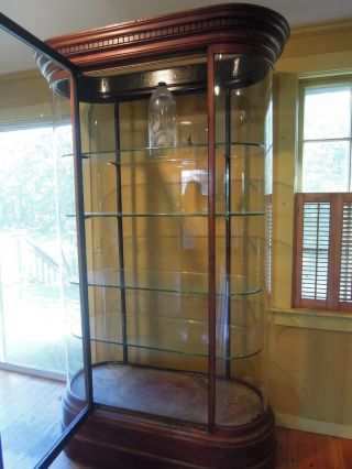 Antique English Mahogany and Glass Shop Display Cabinet,  Vitrine,  Curved glass 8