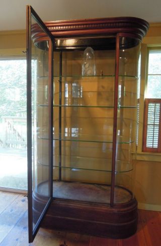 Antique English Mahogany and Glass Shop Display Cabinet,  Vitrine,  Curved glass 9