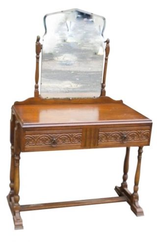 FINEST 1920s English blond Oak vanity table 2