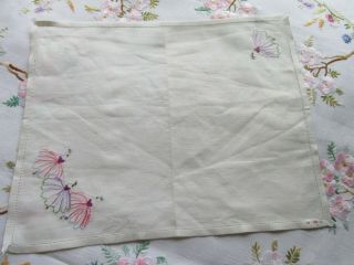 Vintage Bundle Hand Embroidered Crinoline Lady Tablecloth/Linens - Projects/Repair 10