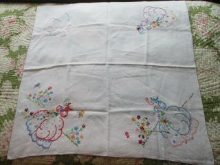 Vintage Bundle Hand Embroidered Crinoline Lady Tablecloth/Linens - Projects/Repair 6