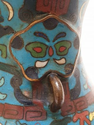 Pair Unusual Japanese Cloisonne Vases Signed Ming Scholars Monks Meiji Chinese 5