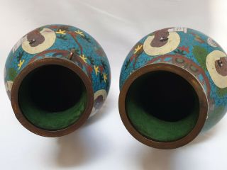 Pair Unusual Japanese Cloisonne Vases Signed Ming Scholars Monks Meiji Chinese 7