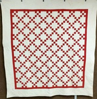 Lush Quilting C 1890 - 1900 Americana Red Quilt Antique Feathers Lancaster Co