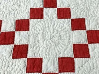 Lush Quilting c 1890 - 1900 Americana RED Quilt Antique Feathers Lancaster Co 4