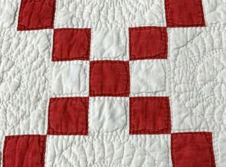 Lush Quilting c 1890 - 1900 Americana RED Quilt Antique Feathers Lancaster Co 5