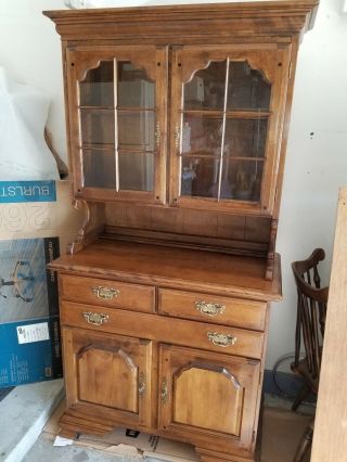 Pioneer Treasurer Solid Maple Cabinet And Glass Hutch Display By Temple Stuart