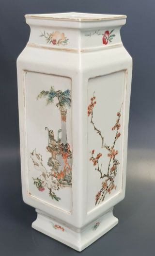 Chinese Porcelain Qianjiang Cai Square Vase - Republic Period 1912 - 1949