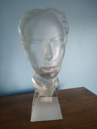 Vintage Ingrid Czech Art Deco Glass Bust Statue