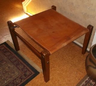 Scarce Vintage Mcm Gold Medal Furniture Leather Safari Table Footstool Ottoman