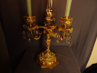 Antique Vintage French VXI Style Gilt Bronze Three Light Candelabra Candle Italy 10