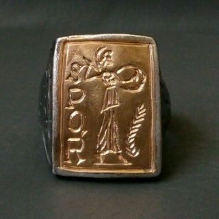 Ancient Roman Silver Legionary Ring With Minerva - Spqr 24k Thick Gold Plate